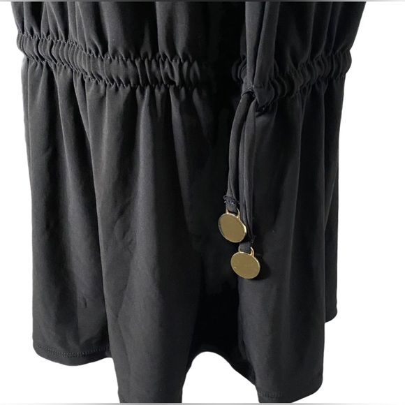 White House Black Market Black Swim Coverup Tank Dress Drawstring Gold - Medium - Picture 4 of 11